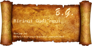 Birinyi Gyöngyi névjegykártya